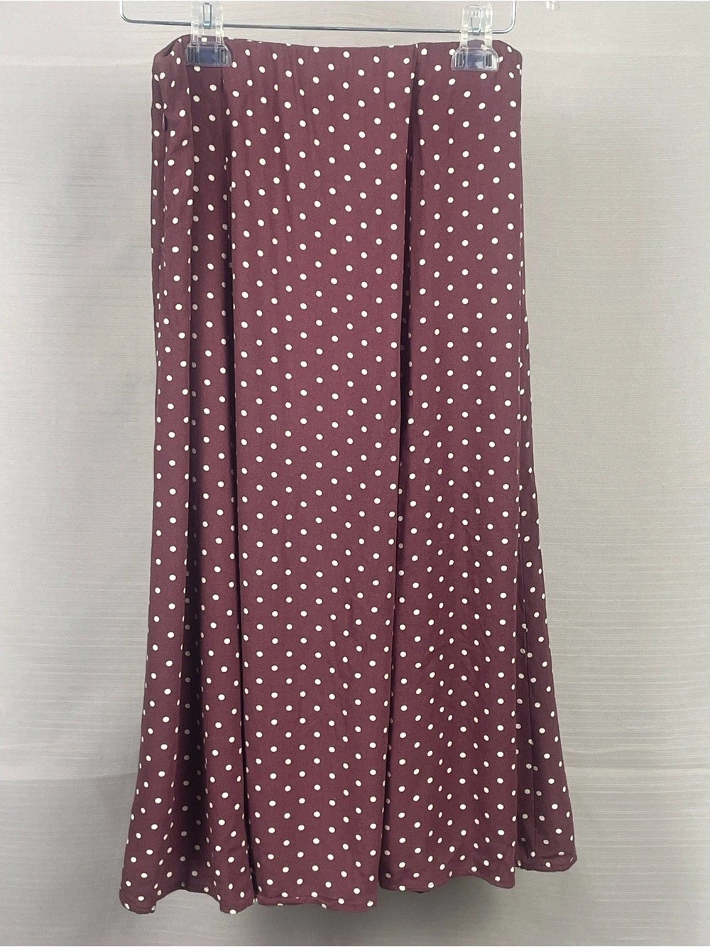 Ardene Burgundy Polka Dot Maxi Skirt Side Slit Sz S